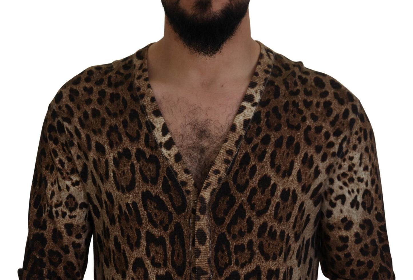 Elegant Leopard Wool Cardigan Sweater