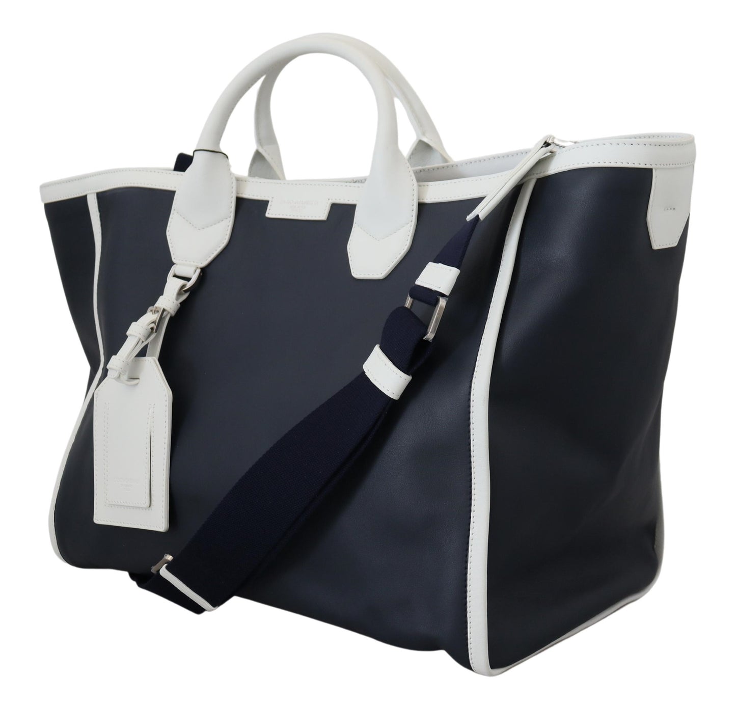 Elegant Two-Tone Leather Shopper Tote