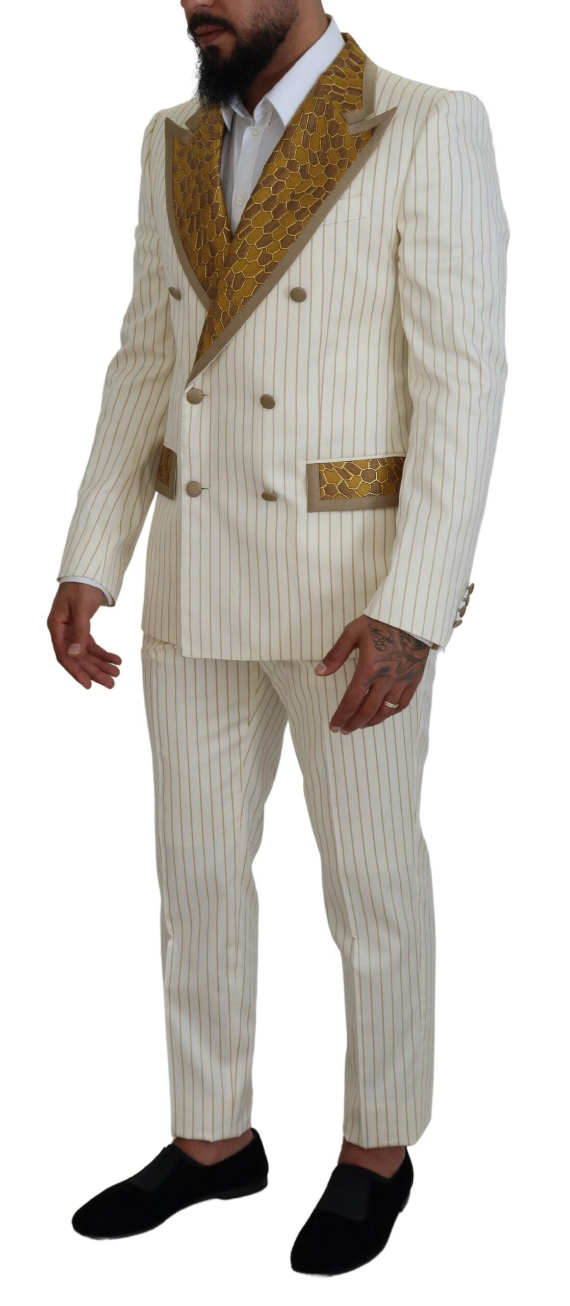 Elegant Off White Double Breasted Suit