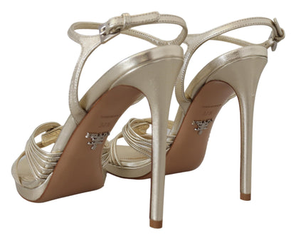 Elegant Gold Stiletto Heel Sandals