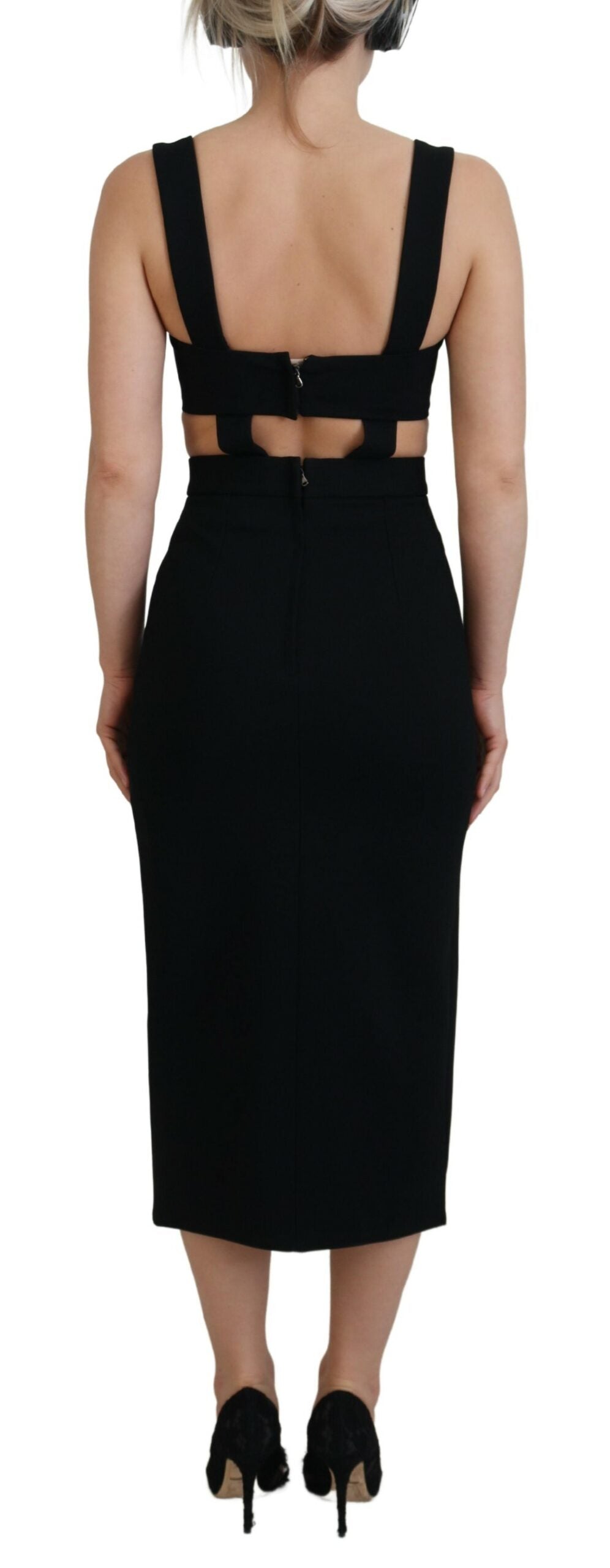 Elegant Black Midi Sheath Dress