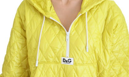 Elegant Yellow Hooded Jacket