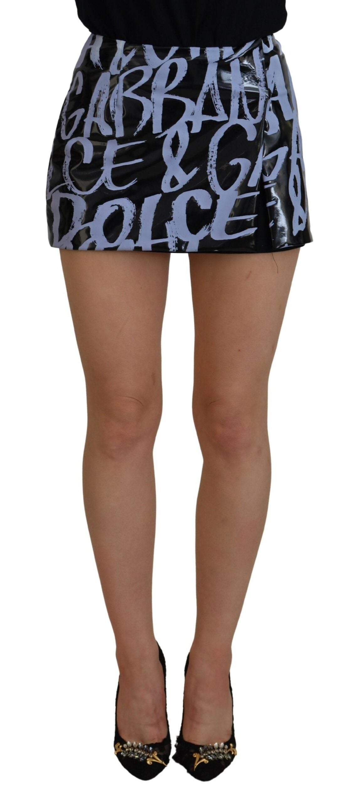 Elegant High Waist Logo Mini Skirt