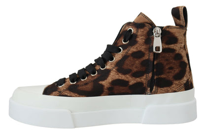 Exquisite Leopard Print Mid-Top Sneakers