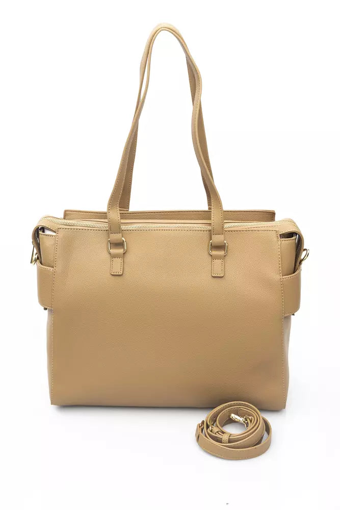 Beige Polyethylene Women Handbag