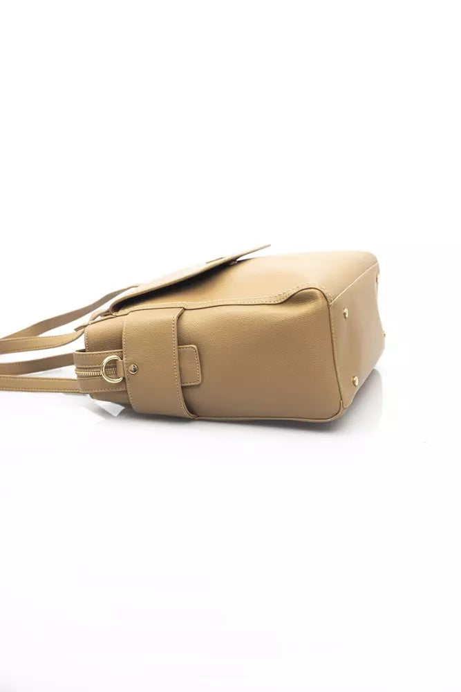 Beige Polyethylene Women Handbag