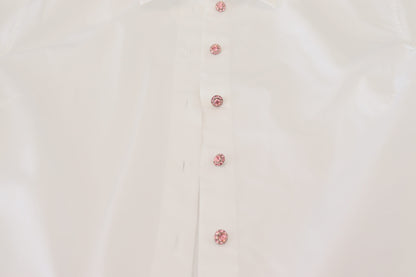 Elegant White Cotton Button-Up Blouse