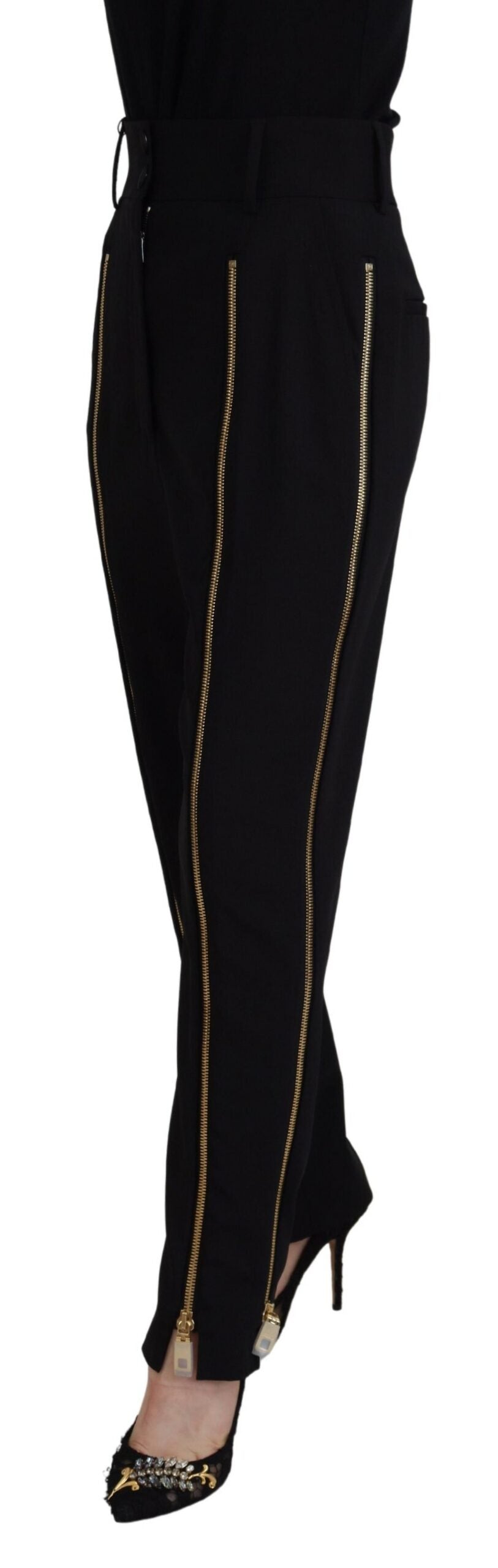 Elegant High Waist Tapered Wool Pants