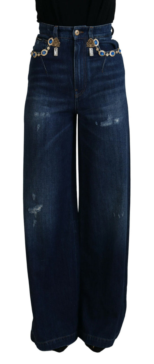 Embellished Straight Leg Designer Jeans