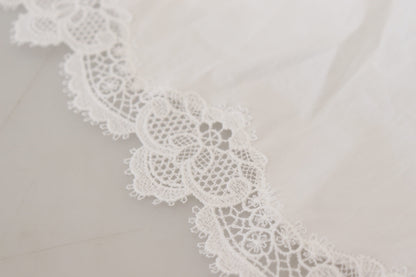 Elegant White Lace Trim Cotton Blouse