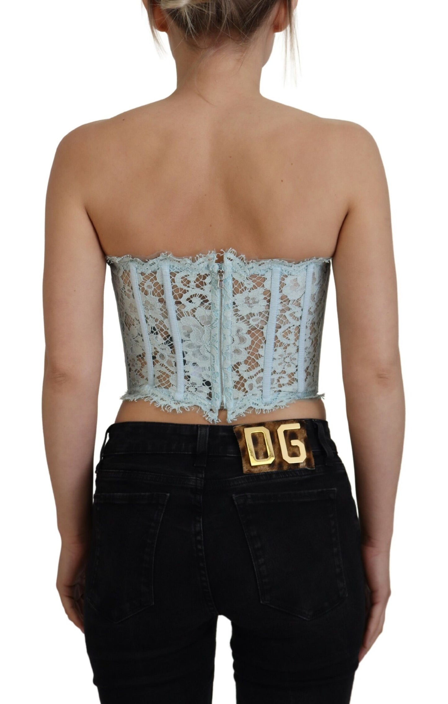 Elegant Lace-Trimmed Strapless Cropped Top