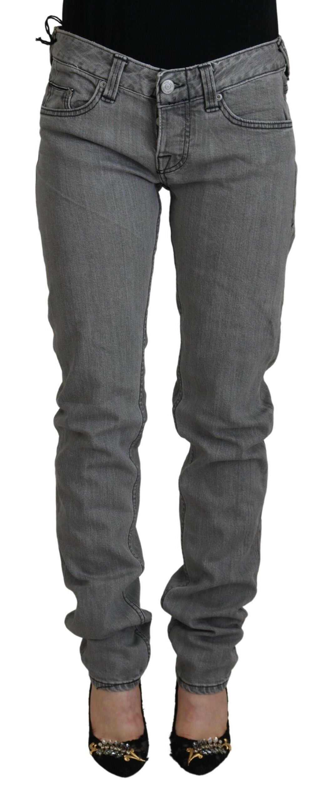 Chic Low Waist Skinny Gray Jeans