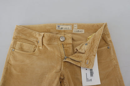 Chic Brown Low Waist Skinny Corduroy Pants