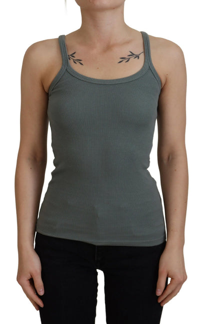 Chic Sleeveless Green Cotton Tank Top