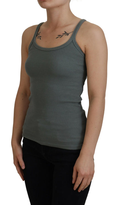 Chic Sleeveless Green Cotton Tank Top