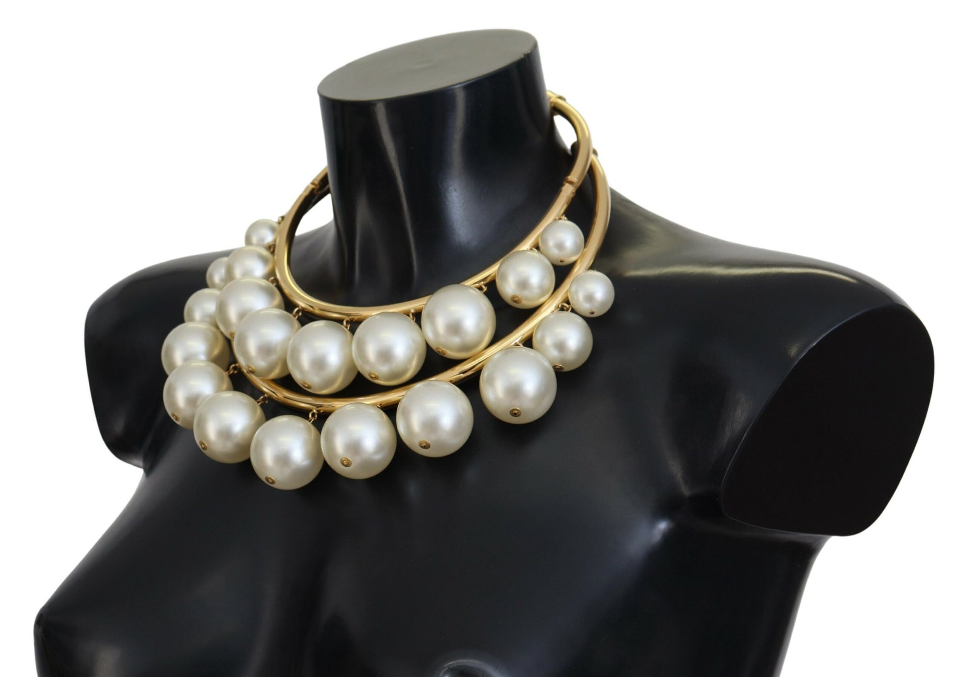 Elegant Faux Pearl Embellished Gold Choker