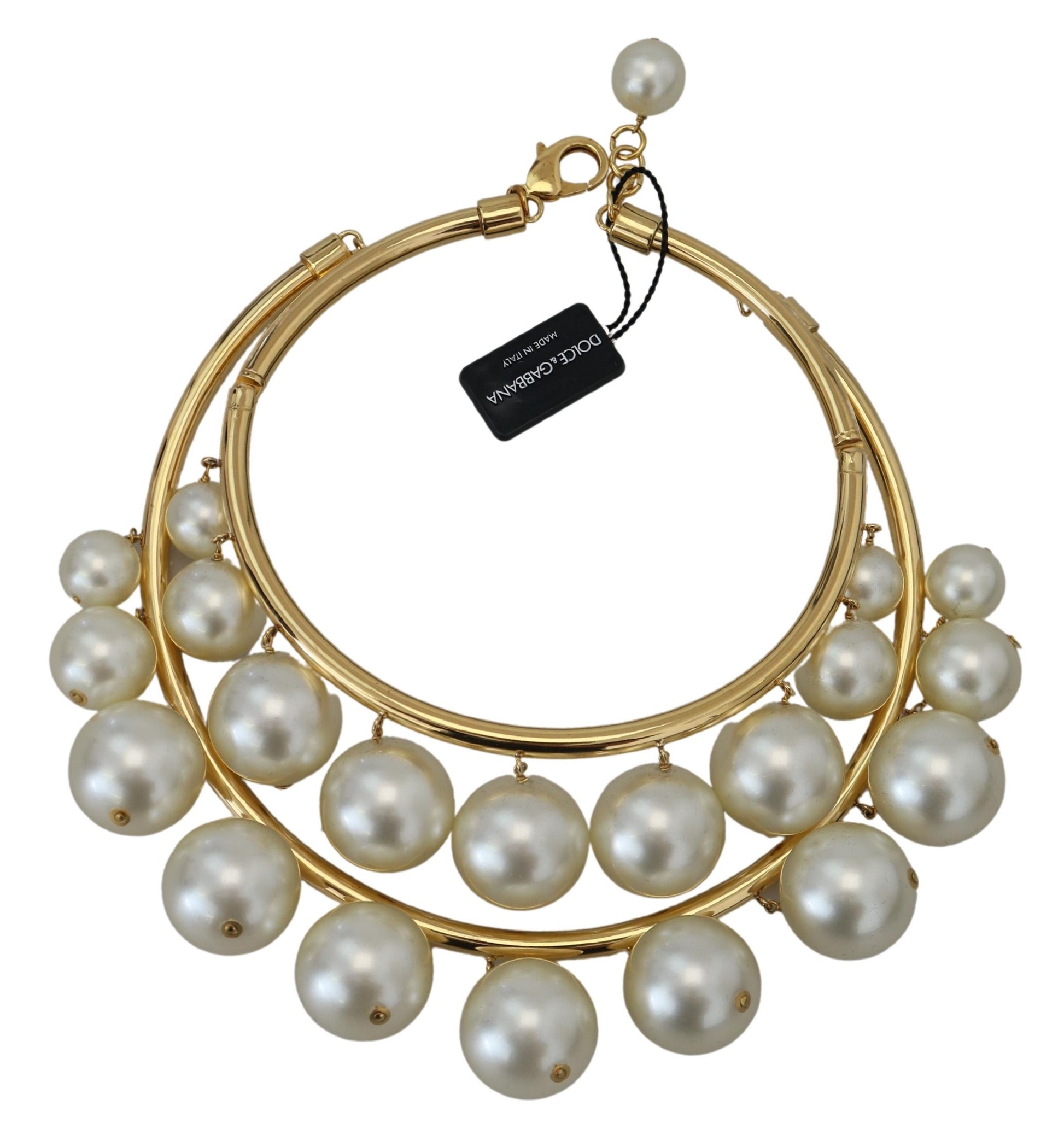 Elegant Faux Pearl Embellished Gold Choker