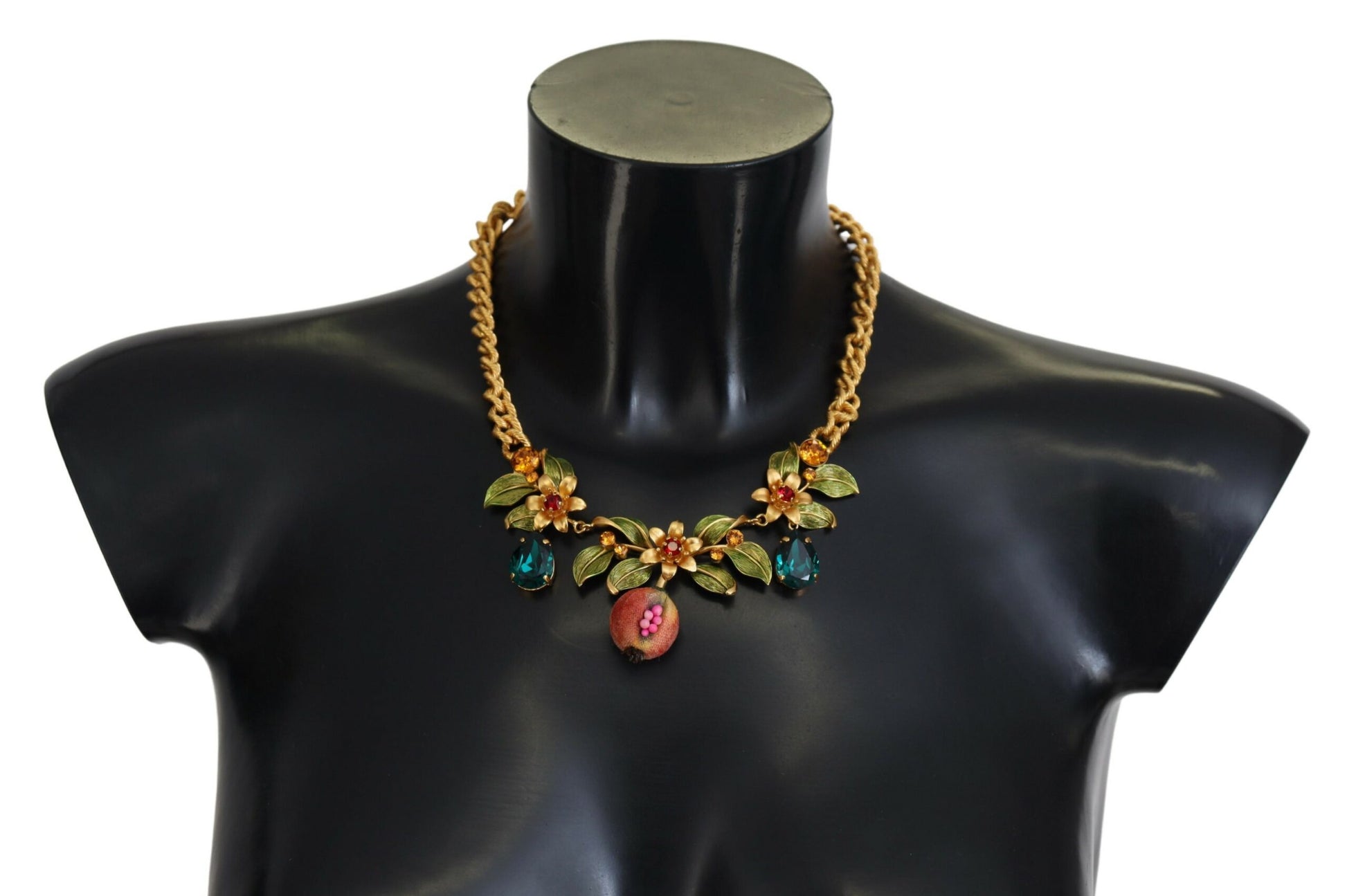 Elegant Floral Fruit Motif Gold Necklace