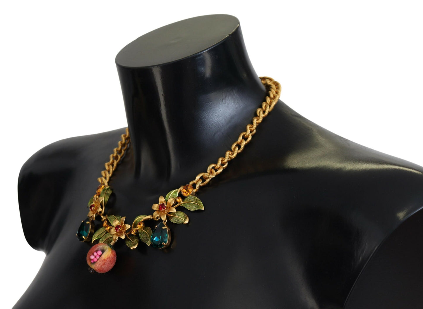 Elegant Floral Fruit Motif Gold Necklace