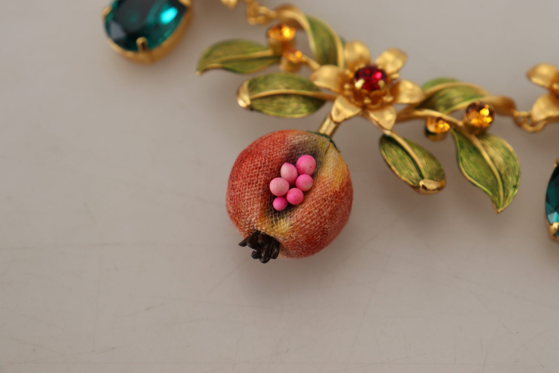 Elegant Floral Fruit Motif Gold Necklace