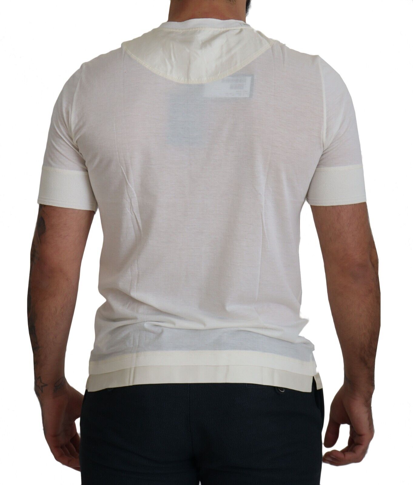 Elegant Off-White Silk Blend Crew Neck Tee