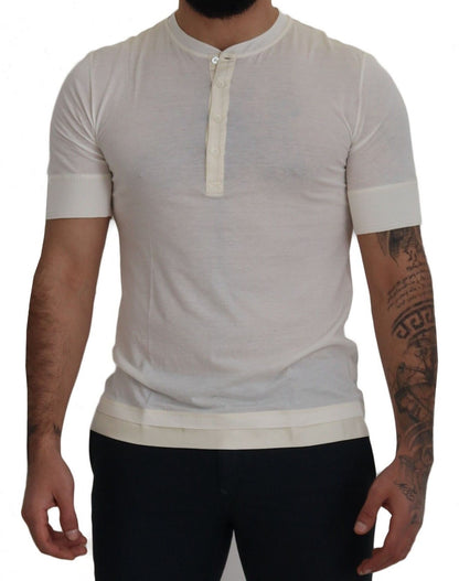 Elegant Off-White Silk Blend Crew Neck Tee