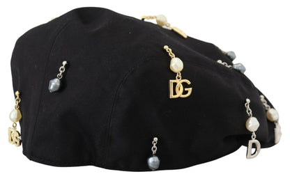 Elegant Black Cotton Newsboy Hat