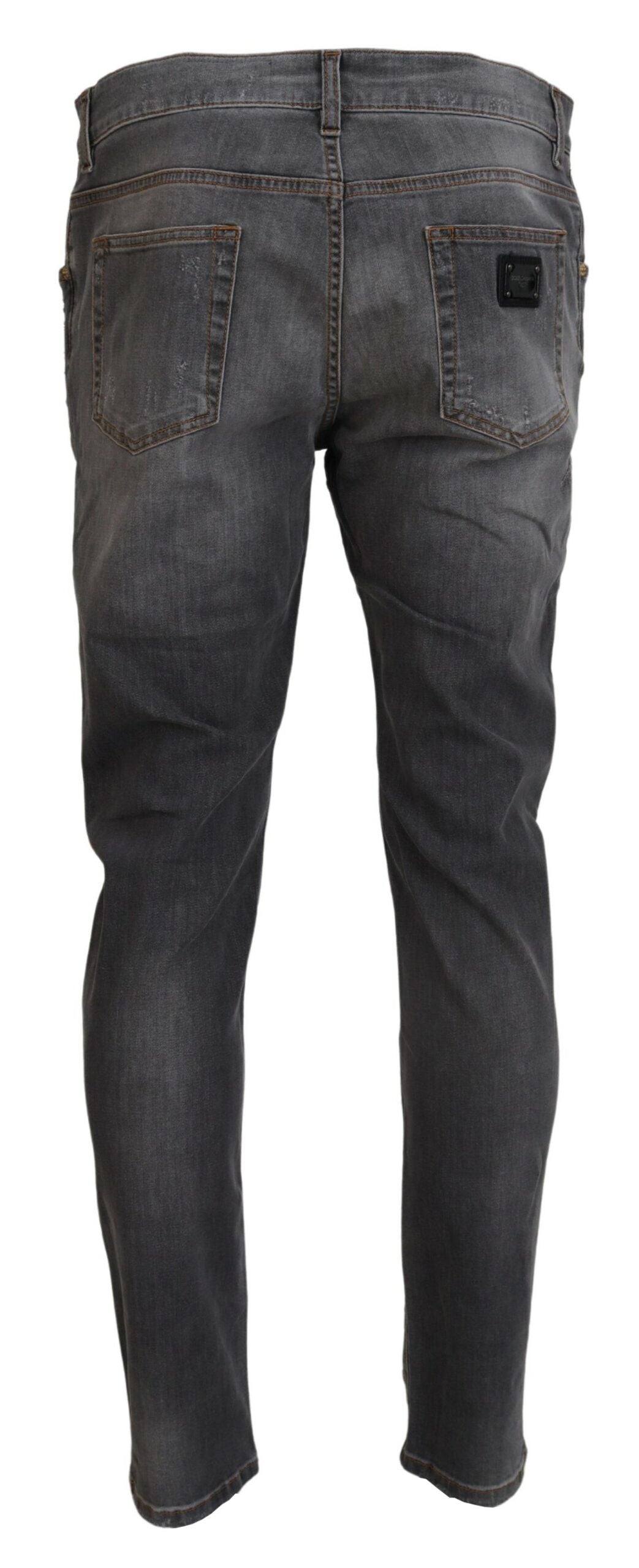 Elegant Gray Slim Fit Denim Jeans