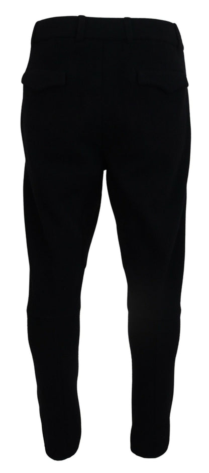 Elegant Black Tapered Wool Trousers