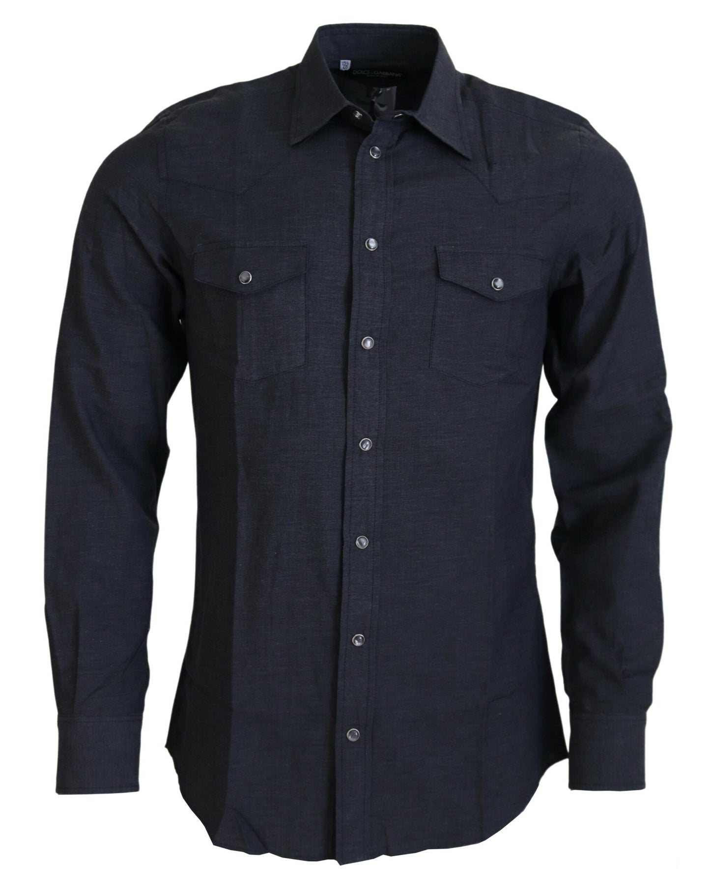 Elegant Gray Cotton Collared Shirt