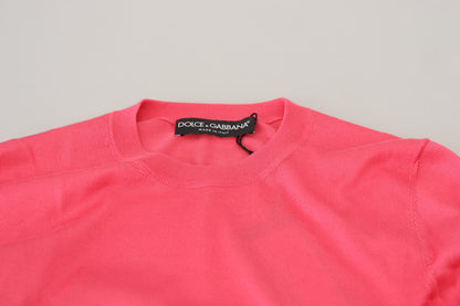 Elegant Pink Cropped Crewneck Sweater