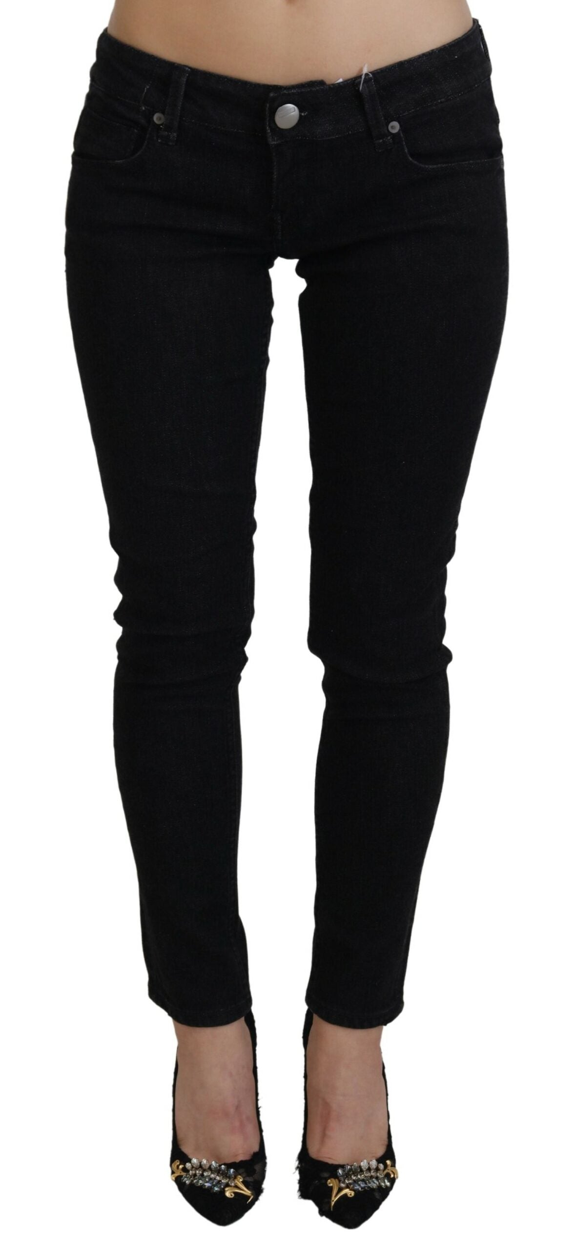 Sleek Cotton Slim Fit Denim In Black