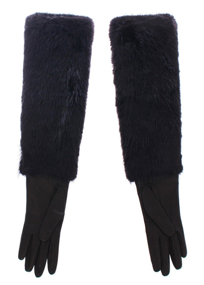 Elegant Elbow-Length Beaver Fur Gloves