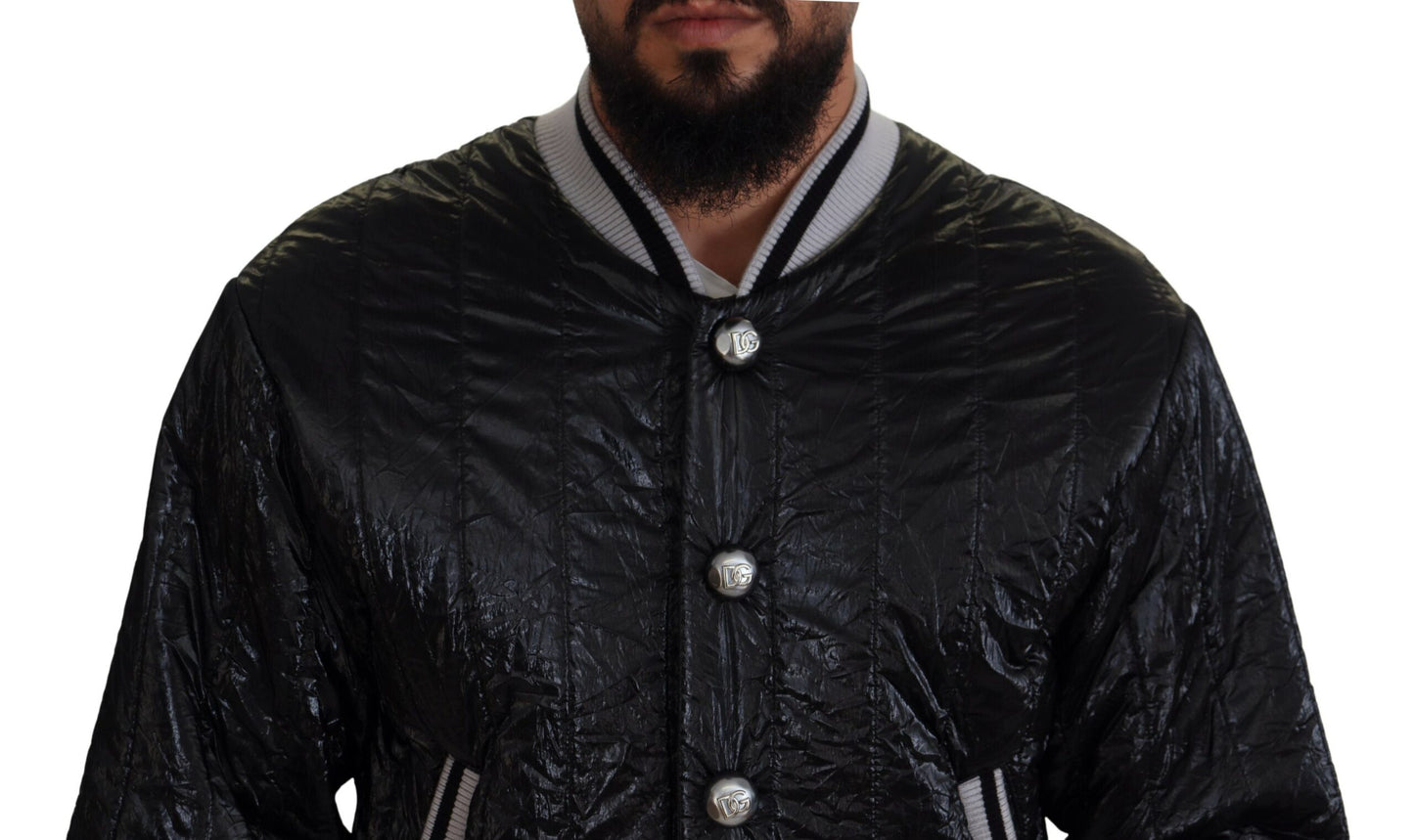 Sleek Black Bomber Jacket