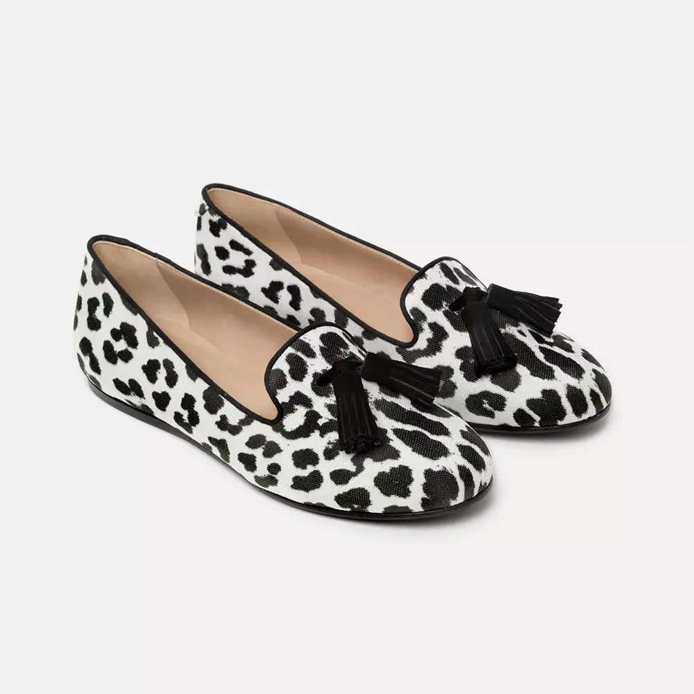 Elegant Silk Leopard Print Loafers