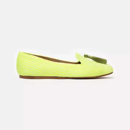 Elegant Yellow Silk Alba Loafers