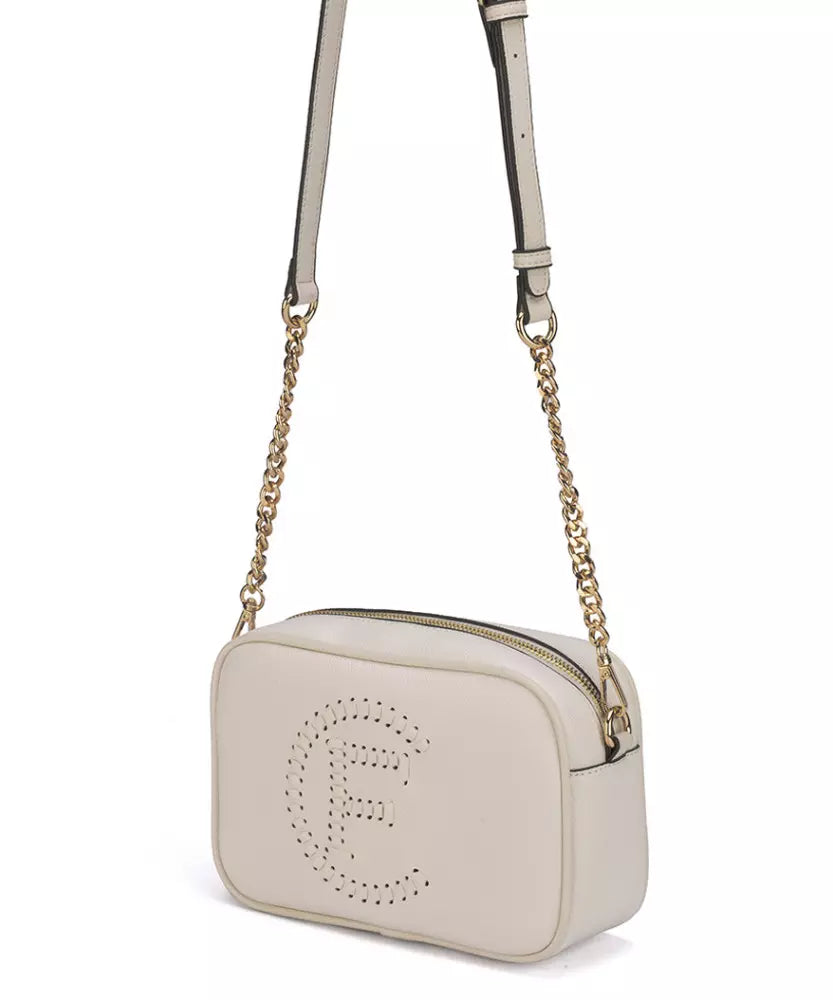 Elegant White Faux Leather Shoulder Bag