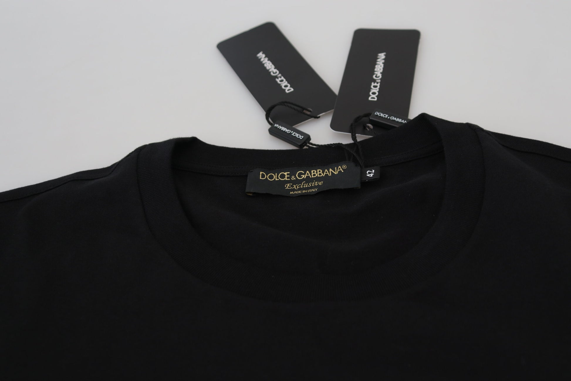 Elegant Black Logo Print Cotton T-Shirt