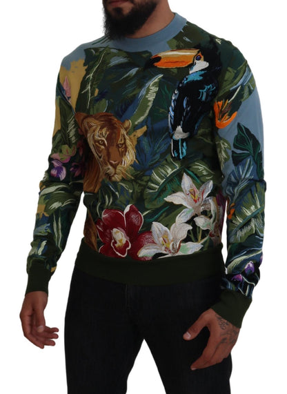 Jungle Embroidered Wool Silk Sweater