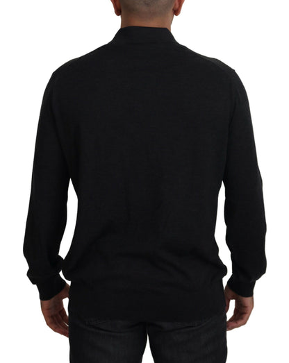 Elegant Black Cashmere Pullover Sweater