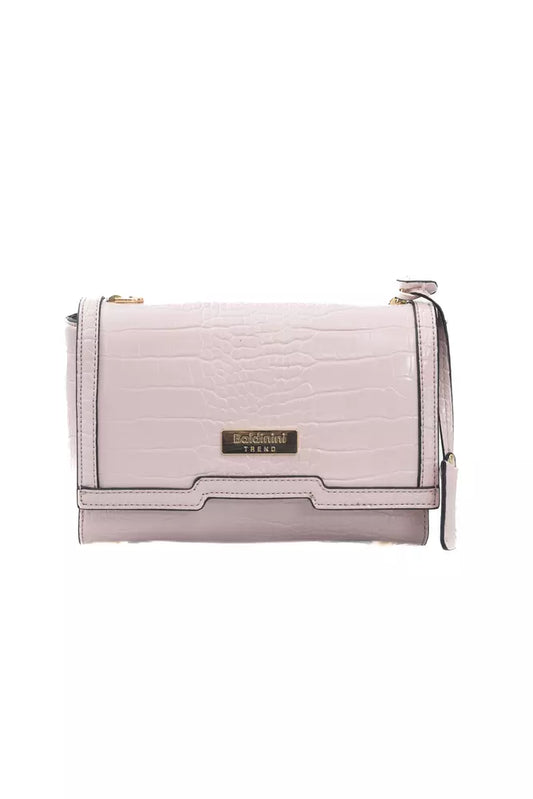 Pink Polyurethane Women Crossbody Bag