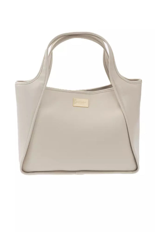 Beige Polyurethane Women Handbag