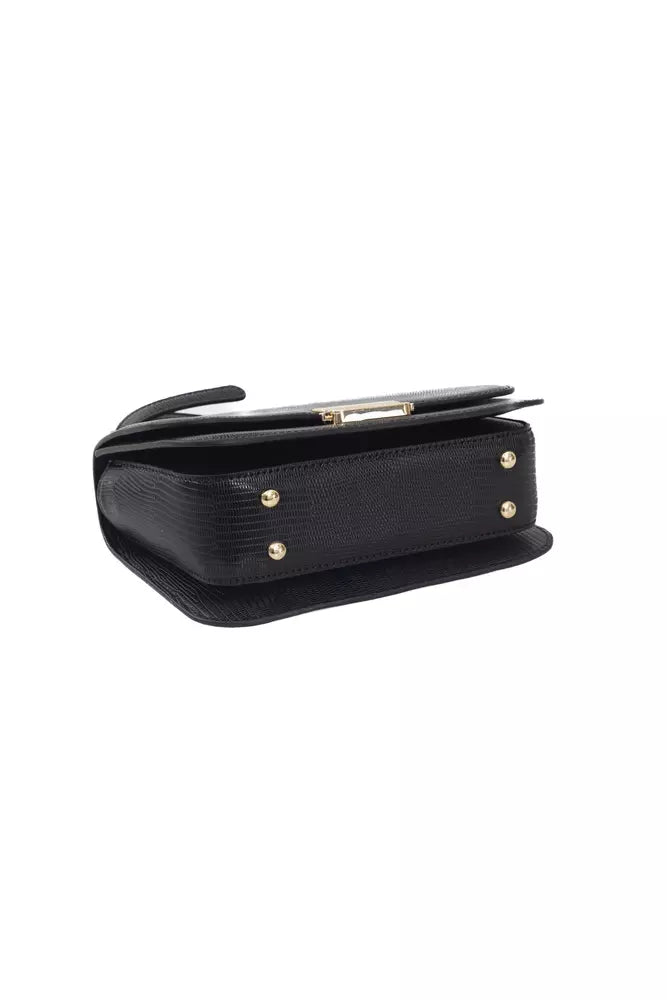 Black Polyurethane Women Crossbody Bag