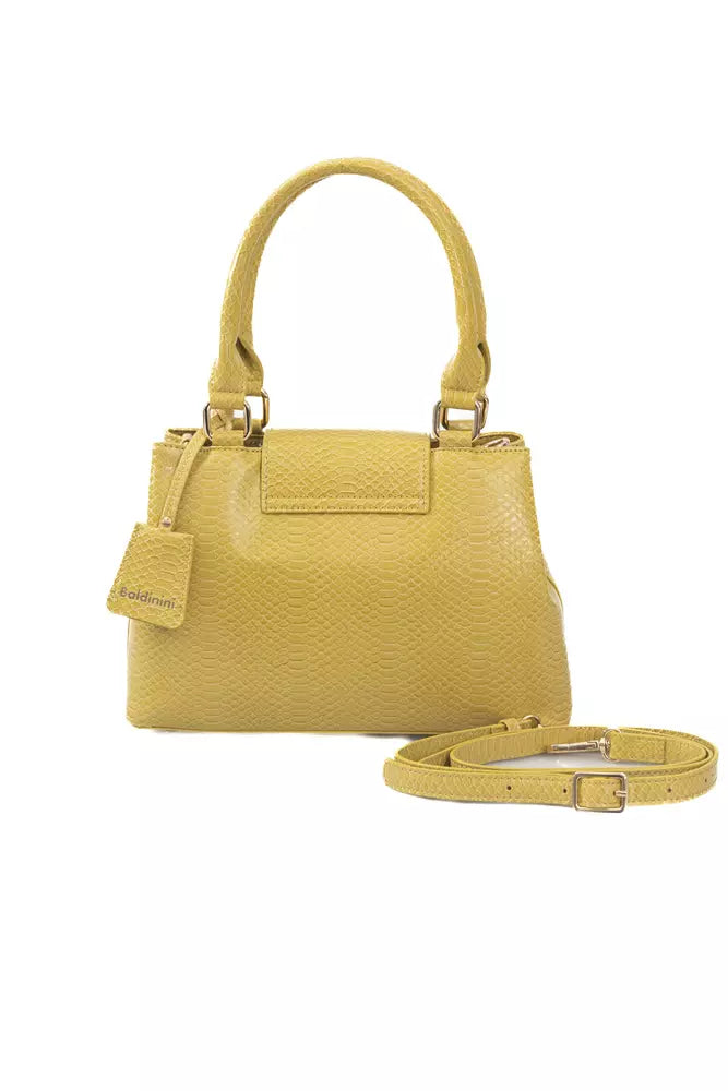 Yellow Polyurethane Women Crossbody Bag