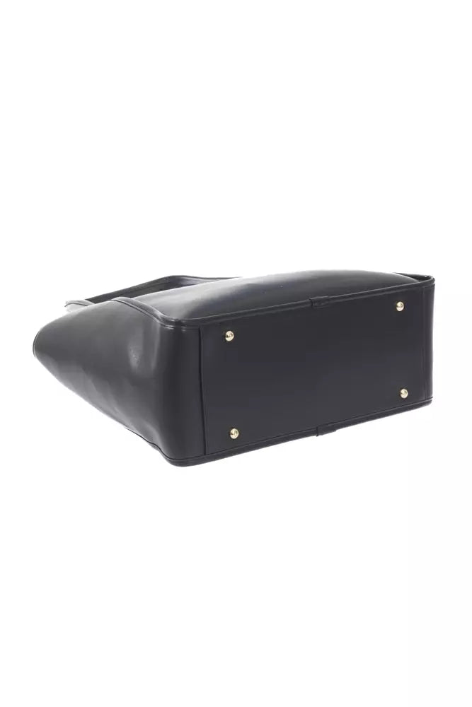 Black Polyurethane Women Handbag