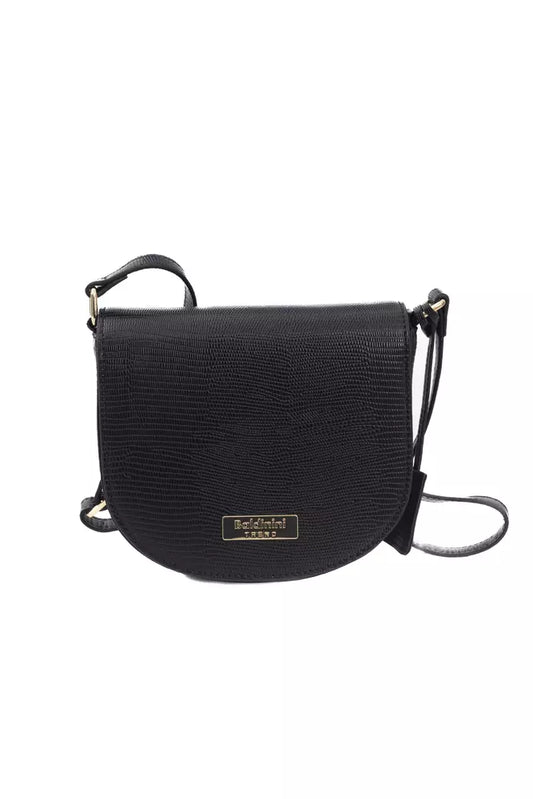 Black Polyurethane Women Crossbody Bag