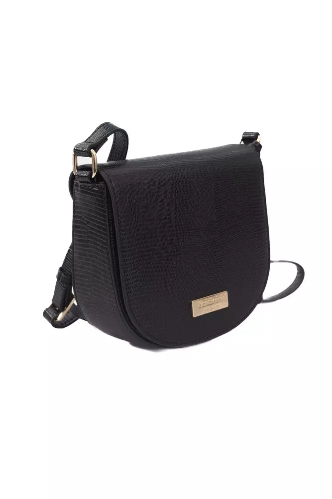 Black Polyurethane Women Crossbody Bag