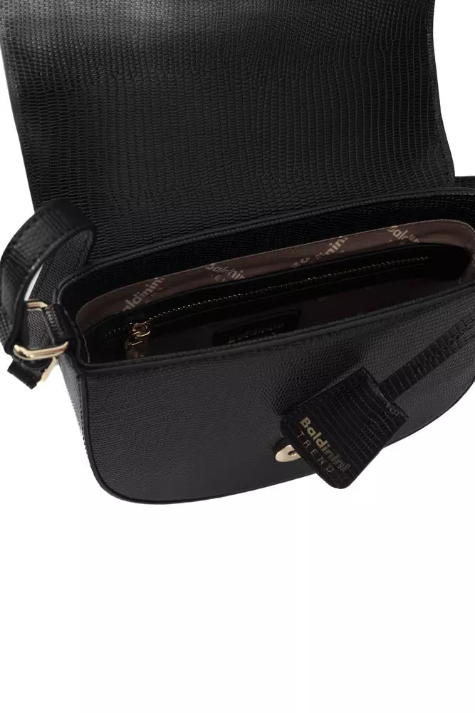 Black Polyurethane Women Crossbody Bag