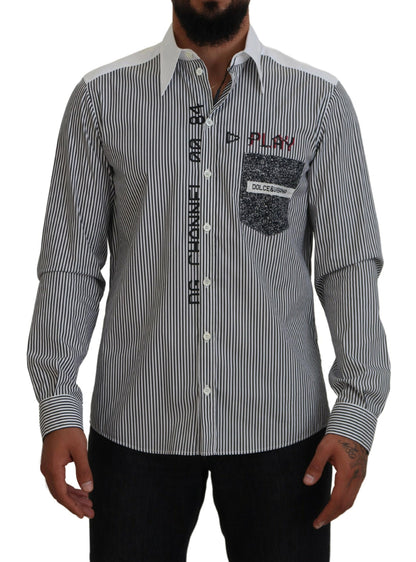 Classic Black and White Striped Button-Down Shirt