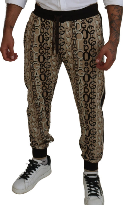 Elegant Beige Logo Jogger Pants